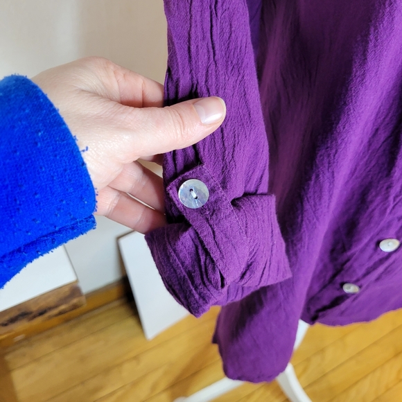 Womans Chicos Design Purple Tunic Button Front Size 1 100% cotton - Picture 3 of 9